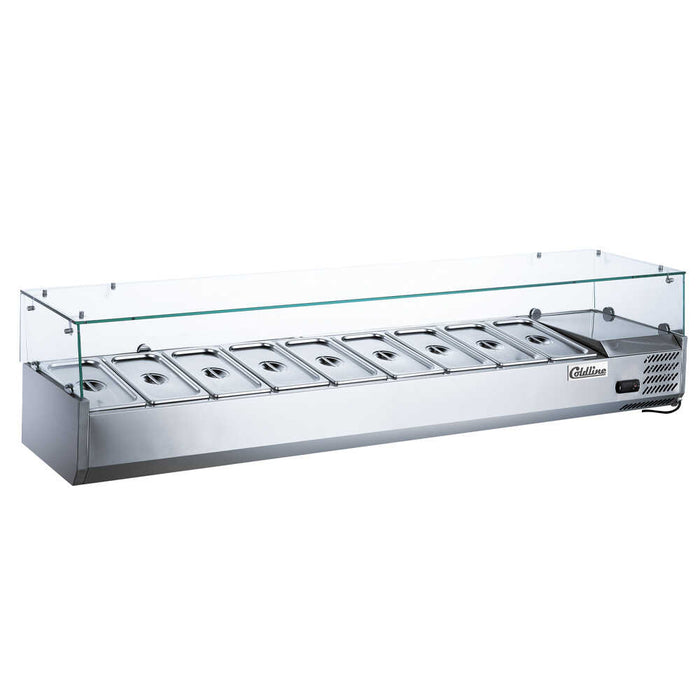 CTP80SG 80" Refrigerated Countertop Salad Bar, Glass Topping Rail, 9 Pans