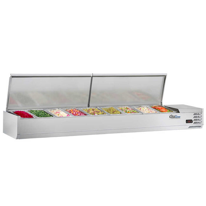 CTP80SS 80" Refrigerated Countertop Salad Bar, Stainless Steel Topping Rail, 9 Pans
