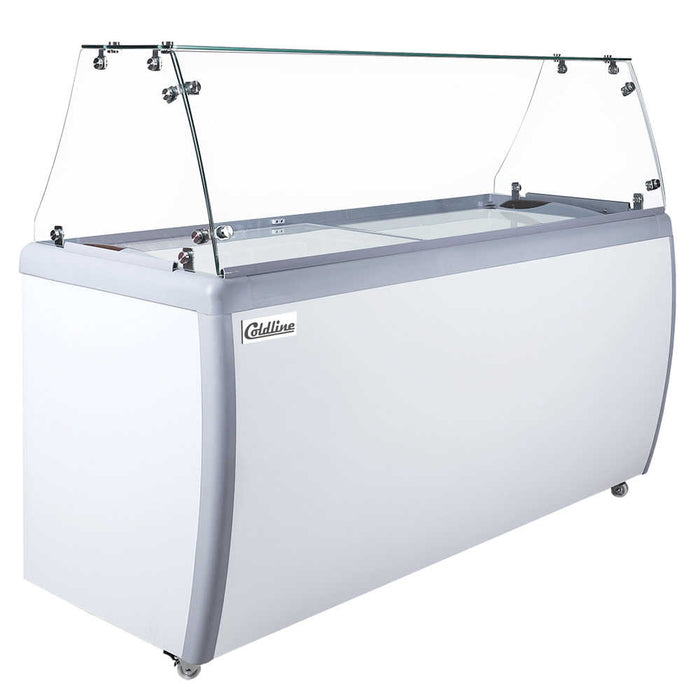 DP-560-FSG 71'' 12-Tub Ice Cream Dipping Cabinet Freezer with Sneeze Guard