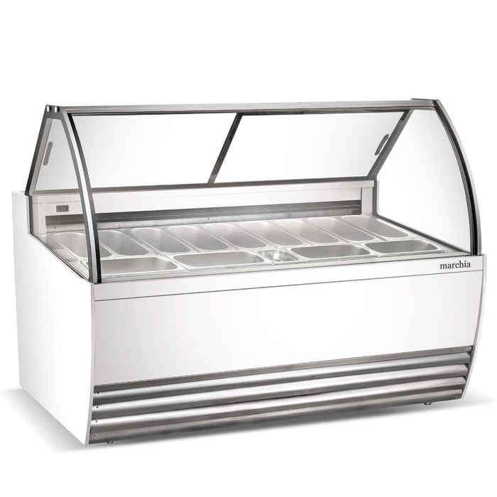 70" 13-Pan White Gelato Ice Cream Dipping Cabinet Display Freezer
