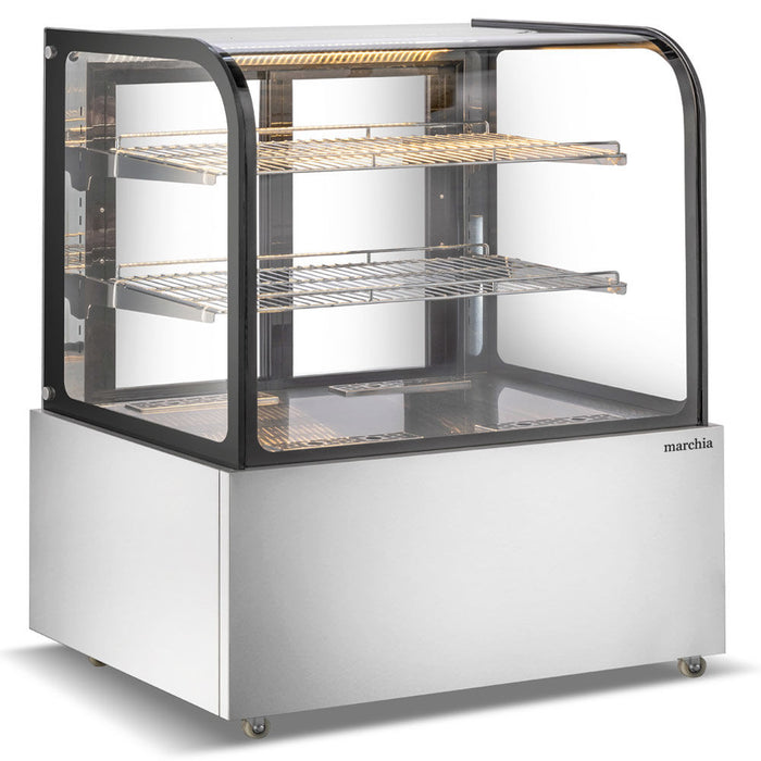 MH48 48" Curved Glass Heated Display Warming Case, Stainless Steel