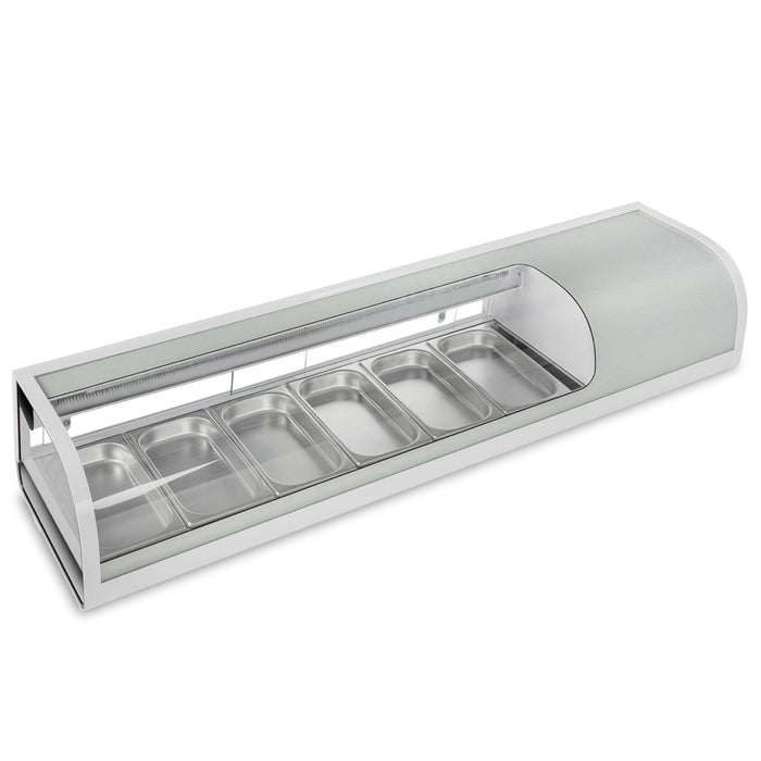 MSU160S 60" Refrigerated Round Curved Sushi Display Case - Silver