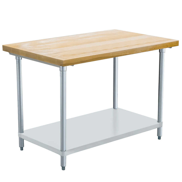 Prepline PWTG-3048-R 30"D x 72"L Wood Top Worktable with Undershelf