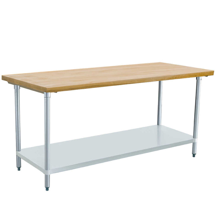 Prepline PWTG-3072-R 30"D x 72"L Wood Top Worktable with Undershelf