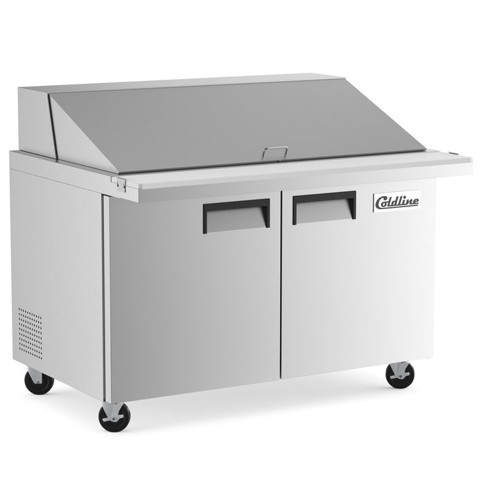 SMP48 48" Two Door Mega Top Bain Marie Sandwich Prep Refrigerator - 18 Pans