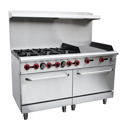 Chef AAA - R60-24MG, Commercial 60 6 Burner with24 Griddle Gas Oven