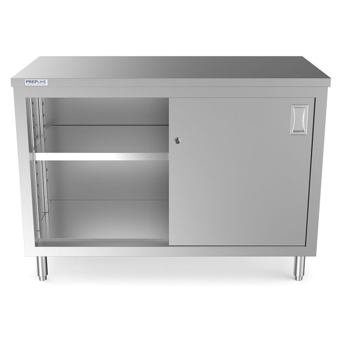 PC-Series Stainless Steel Enclosed Base Worktable with Sliding Doors with Adjustable Shelf