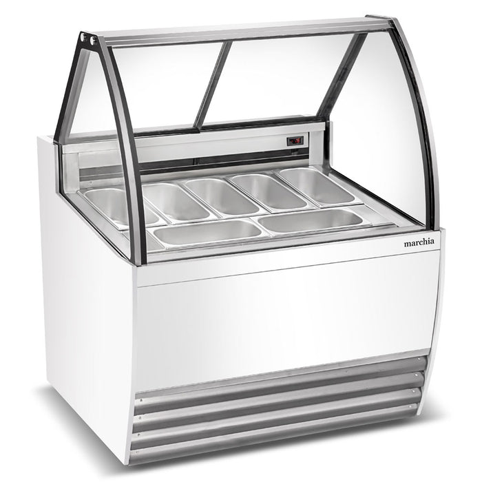 42” 7-Pan White Gelato Ice Cream Dipping Cabinet Display Freezer