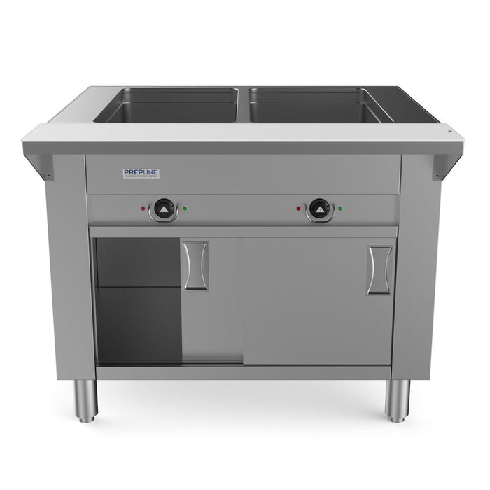 ESTC30-2S 32" Two Well Electric Hot Food Steam Table with Enclosed Base and Sliding Doors - 120V, 1000W