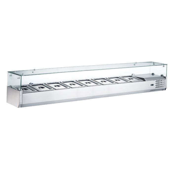 CTP70SG 71" Refrigerated 8 Pan Glass Top Cover Countertop Salad Bar