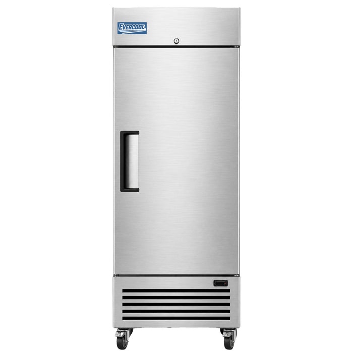 Evercool E-1FE 27" Solid Door Commercial Reach-In Freezer - Stainless Steel