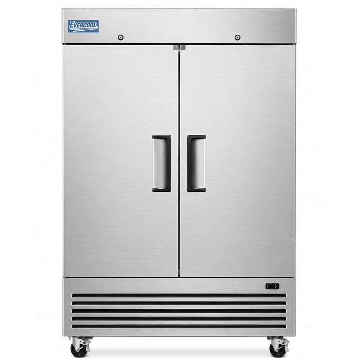 Evercool E-2RE 54" Two Solid Door Commercial Reach-In Refrigerator - Stainless Steel