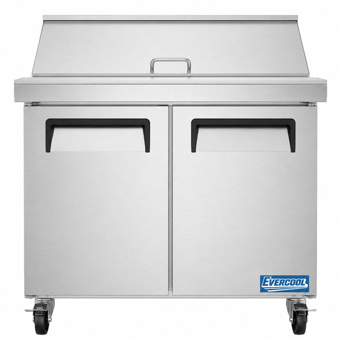 Evercool EMP36 36" Mega Top Refrigerated Sandwich Prep Table with Cutting Board and 15 Food Pans