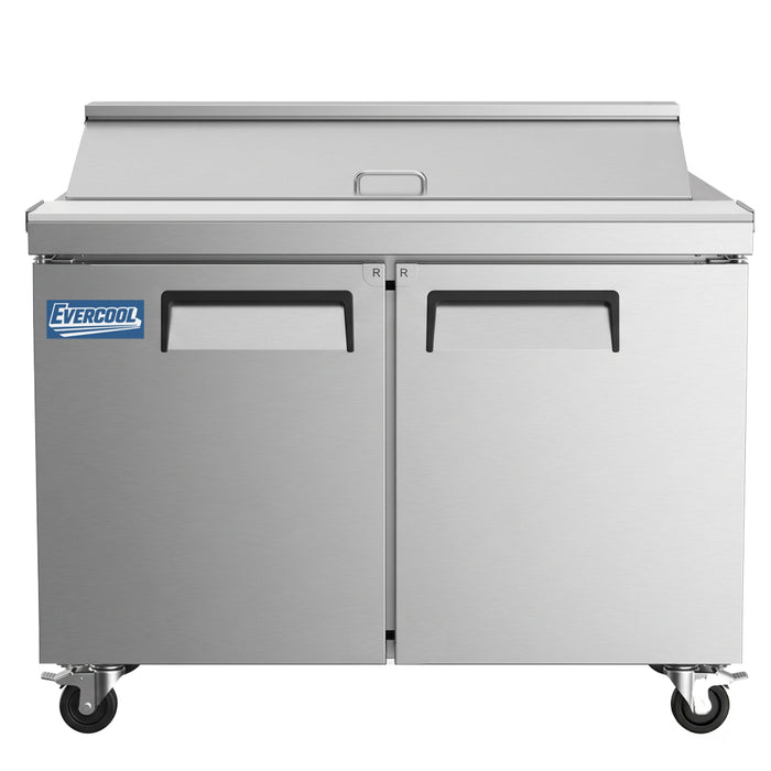 Evercool ESP48 48" Refrigerated Sandwich Prep Table with Cutting Board and 12 Food Pans