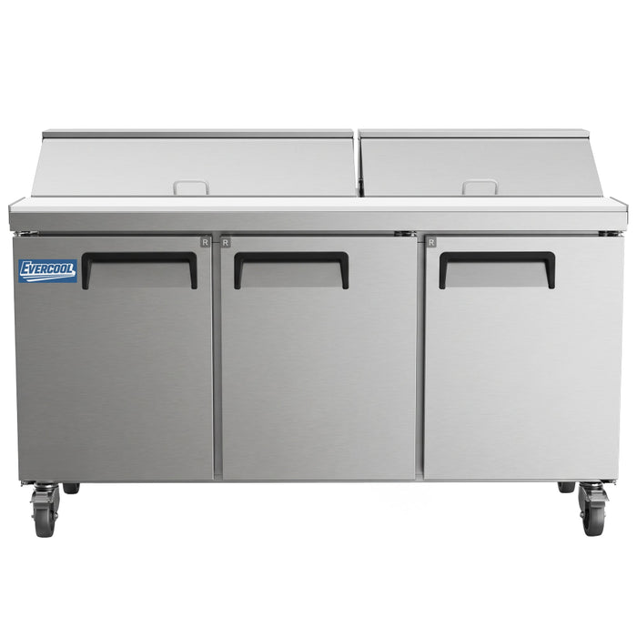 Evercool ESP72 72" Refrigerated Sandwich Prep Table with Cutting Board and 18 Food Pans