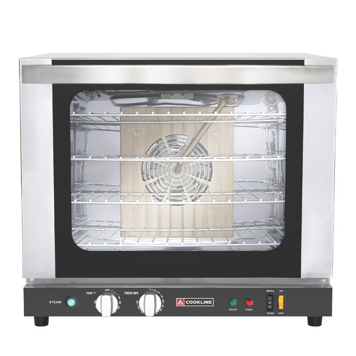 Cookline HCVE-32-240 23" Commercial Half Size Electric Countertop Convection Oven with Steam Injection, 220V