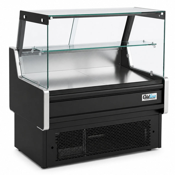 Coldline LDC48 48" Refrigerated Flat Straight Glass Meat Deli Case with Rear Storage