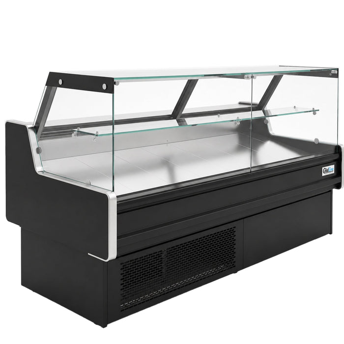 Coldline LDC98 102" Refrigerated Flat Glass Meat Deli Case with Rear Storage