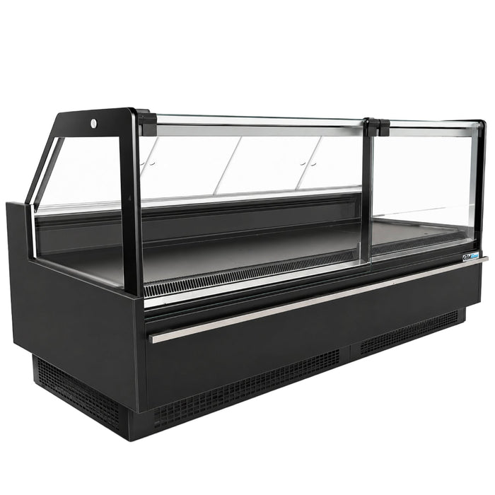 Coldline LDCD102 102" Deep Depth Refrigerated Flat Straight Glass Meat Deli Case with Rear Storage