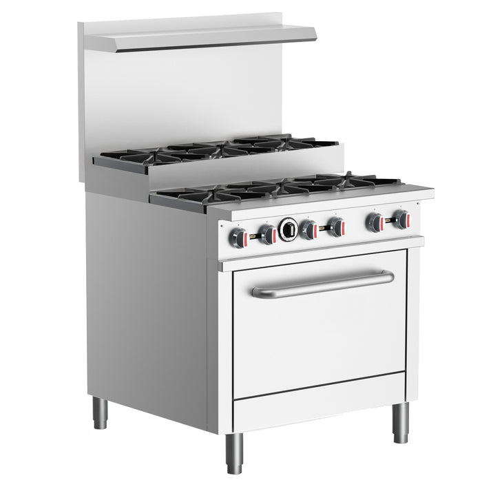 Prepline ENR6B36L 36" 6 Burner Commercial Gas Range with Oven - Liquid Propane