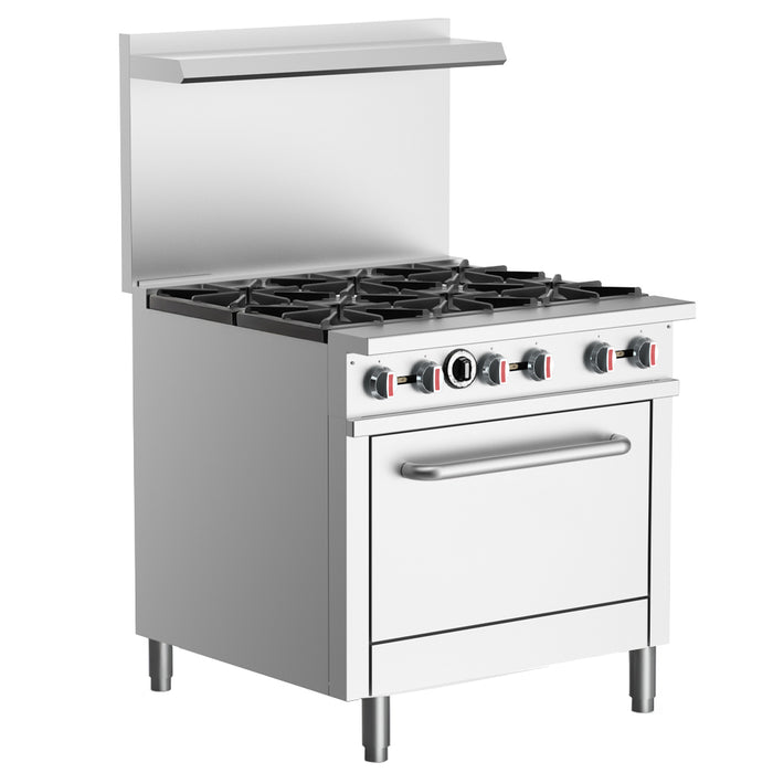 Prepline ENR6B36N 36" 6 Burner Commercial Gas Range with Oven - Natural Gas