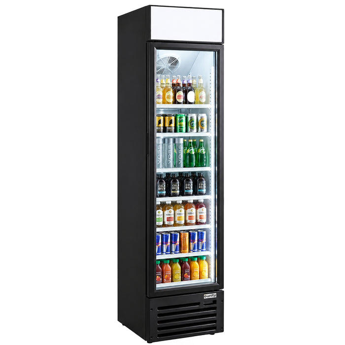 Unity U-17M 17" Glass Door Merchandiser Refrigerator with LED lighting, Black