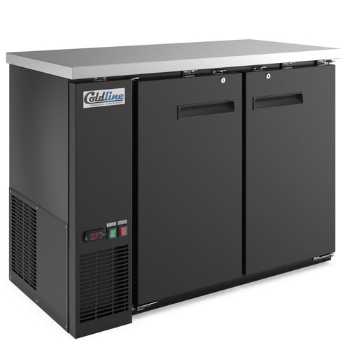 CBB-48 48" Black Counter Height Narrow Solid Door Back Bar Refrigerator