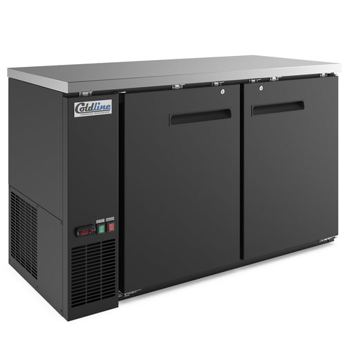 CBB-60 60" Black Counter Height Narrow Solid Door Back Bar Refrigerator