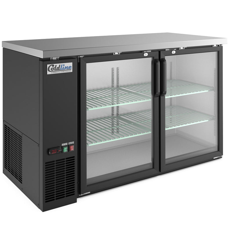 CBB-60G 60" Black Counter Height Narrow Glass Door Back Bar Refrigerator