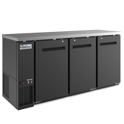 CBB-72 72" Black Counter Height Narrow Solid Door Back Bar Refrigerator