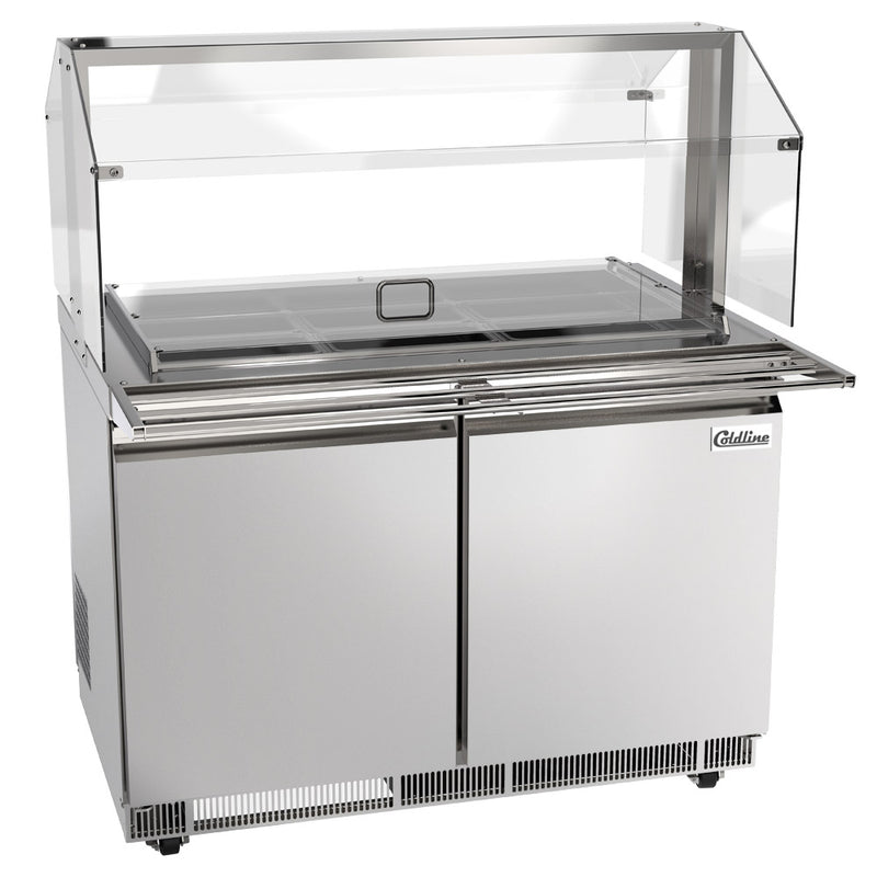CBT-48 48" Stainless Steel Refrigerated Salad Bar, Buffet Table with Sneeze Guard, Tray Slide and Pan Cover