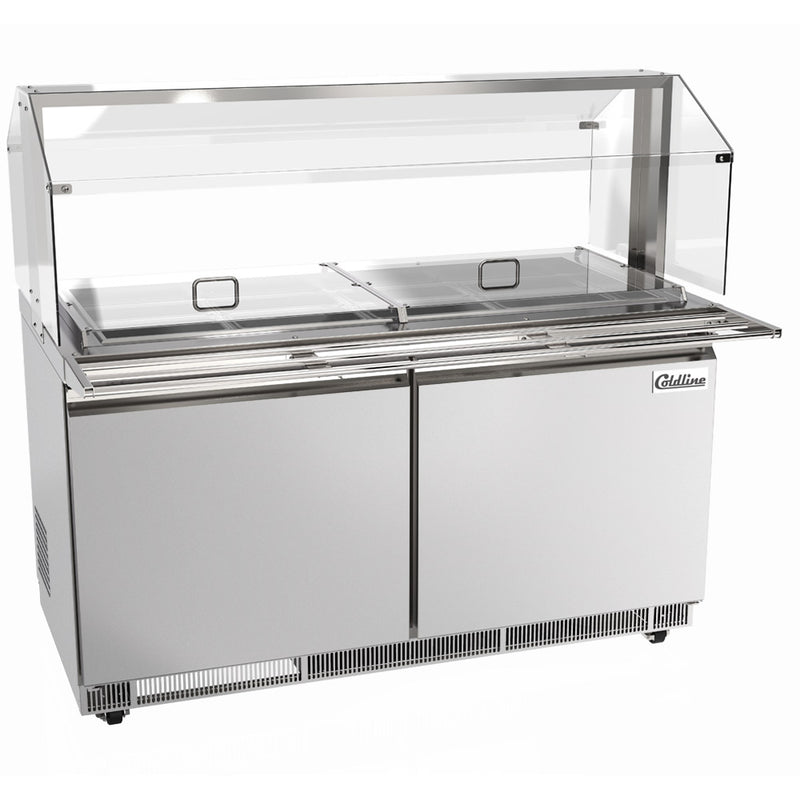 CBT-60 60" Stainless Steel Refrigerated Salad Bar, Buffet Table with Sneeze Guard, Tray Slide and Pan Cover