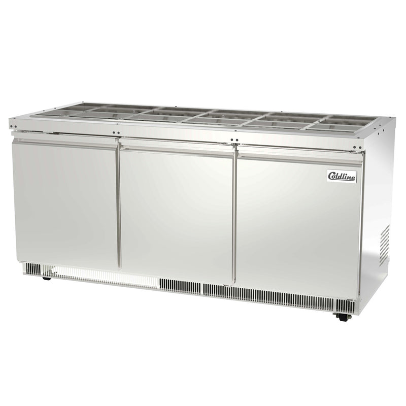 CBT-72 72" Stainless Steel Refrigerated Salad Bar, Buffet Table with Sneeze Guard, Tray Slide and Pan Cover