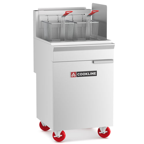 CF75-NG 21" Natural Gas 5 Tube Standing 75 lb. Commercial Deep Fryer - 150,000 BTU
