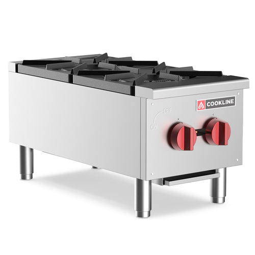 CHP-12-2 12" Gas Two Burner Commercial Countertop Hot Plate - 50,000 BTU