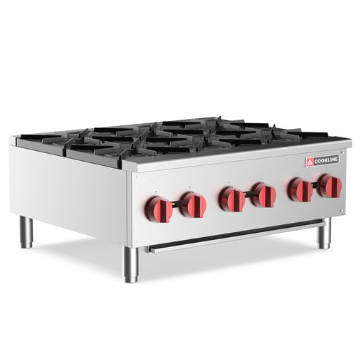 CHP-36-6 36" Gas Six Burner Commercial Countertop Hot Plate - 150,000 BTU