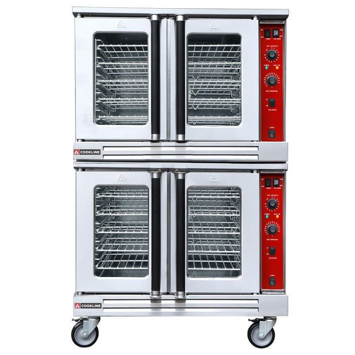 Cookline CV100-DBL-240-1 Double Deck Full Size Electric Convection Oven - 240V, 1 Phase