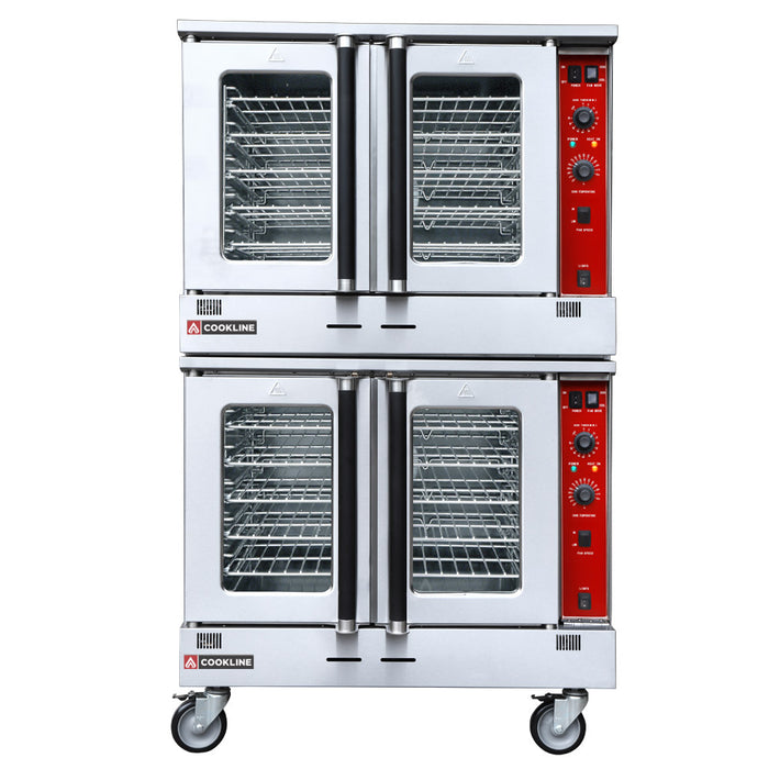 Cookline CV100-DBL Double Deck Full Size Natural Gas Convection Oven - 120,000 BTU