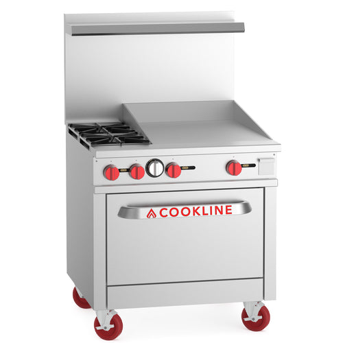 CR36-24G-NG 36" 2 Burner Natural Gas Range with 24" Right Side Griddle and Standard Oven - 131,000 B