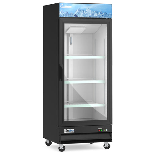 D10-B 27” Single Glass Swing Door Merchandiser Freezer - Black