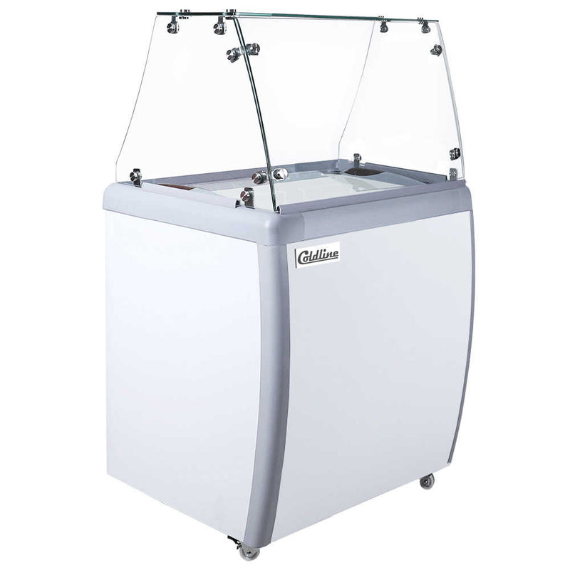 DP-160-FSG 26'' 4-Tub Ice Cream Dipping Cabinet Freezer with Sneeze Guard