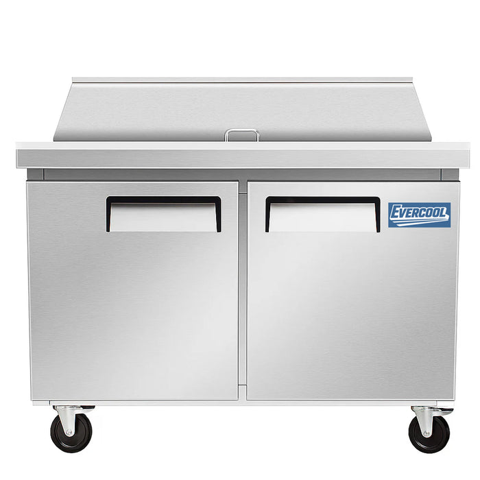 Evercool EMP48 48" Mega Top Refrigerated Sandwich Prep Table with Cutting Board and 18 Food Pans