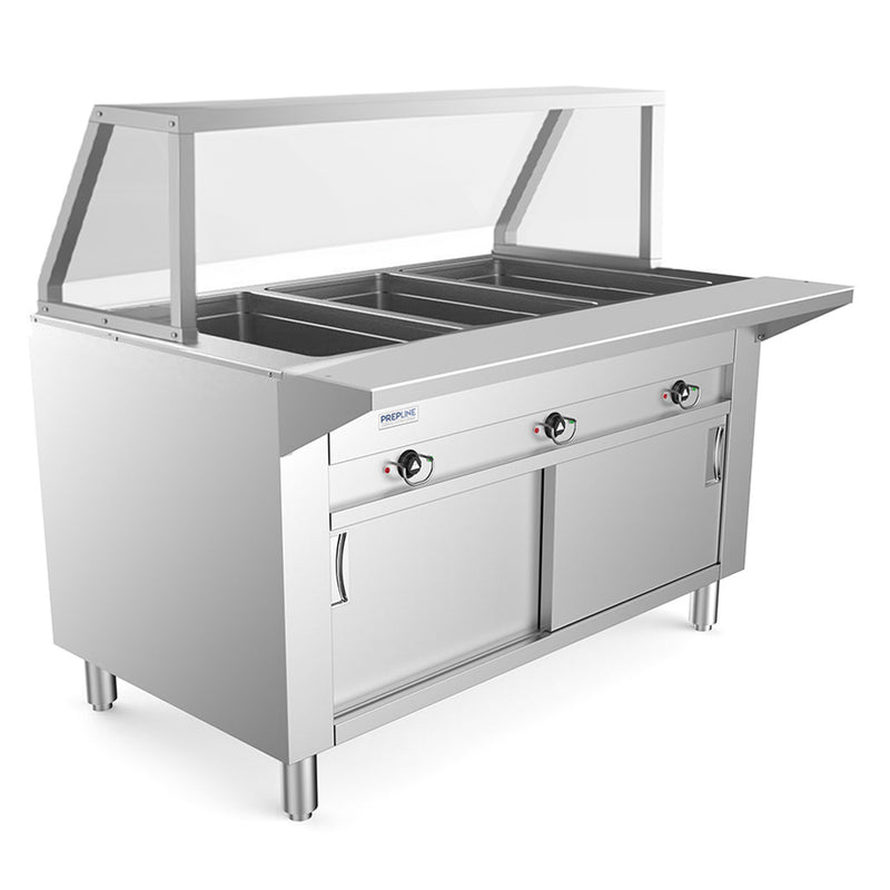 ESTC48-3S 48" Three Pan Sealed Well Electric Hot Food Steam Table with Enclosed Base and Sliding Doors - 120V, 1500W