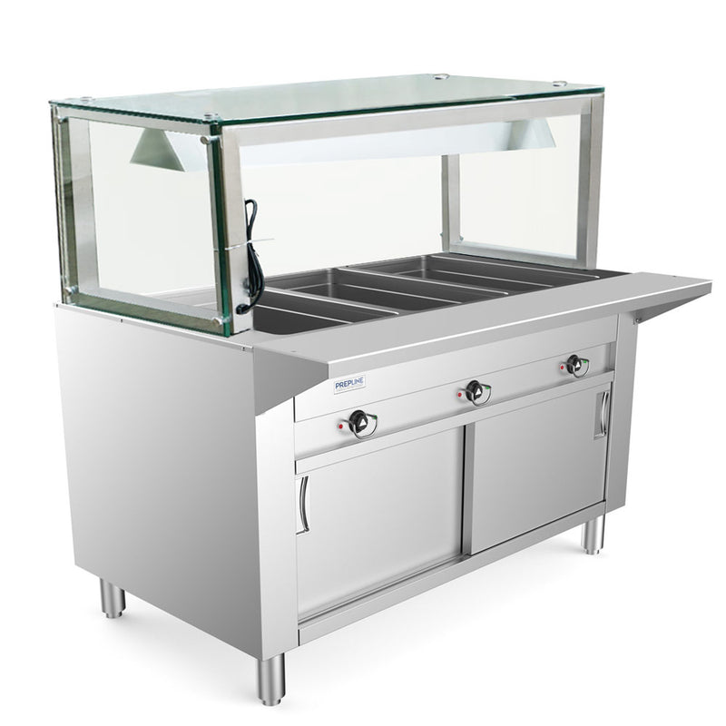 ESTC48-3S 48" Three Pan Sealed Well Electric Hot Food Steam Table with Enclosed Base and Sliding Doors - 120V, 1500W