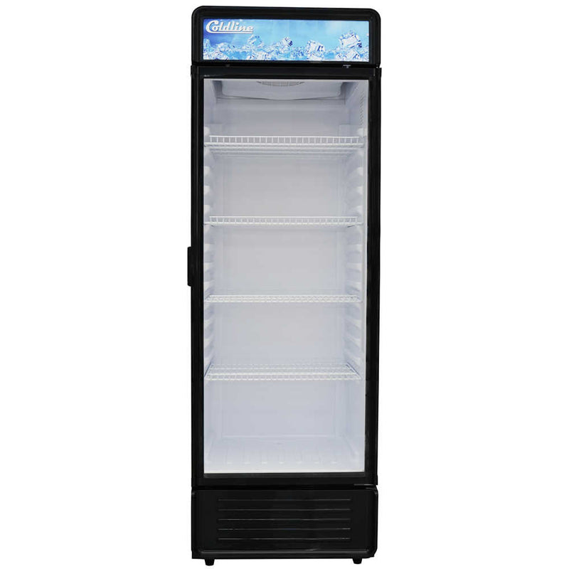 Coldline G12E-B 24" Single Glass Door Merchandiser Refrigerator with LED lighting - Black