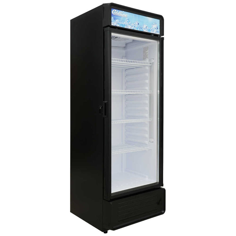 Coldline G12E-B 24" Single Glass Door Merchandiser Refrigerator with LED lighting - Black