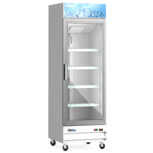 D12-W 27” Single Glass Swing Door Merchandiser Freezer - White