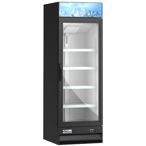G15-B 26" Single Glass Swing Door Merchandiser Refrigerator - Black