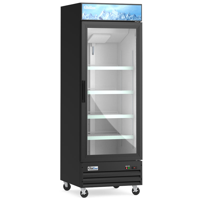 G28-B 28” Single Glass Door Merchandising Refrigerator - Black
