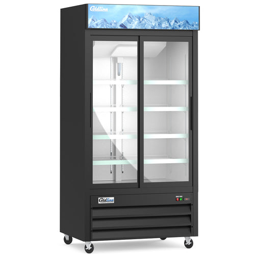 G40S-B 40” Double Glass Sliding Door Merchandising Refrigerator - Black